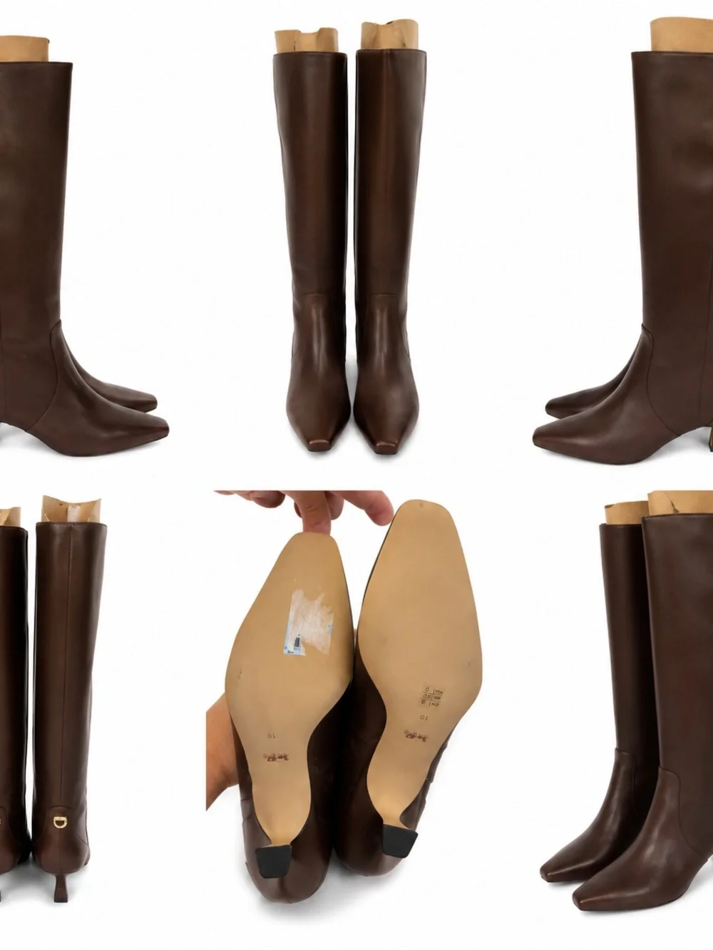 Coach Sculpted C Tall Dark Brown Leather Over-the-Knee Boots with Gold Accent